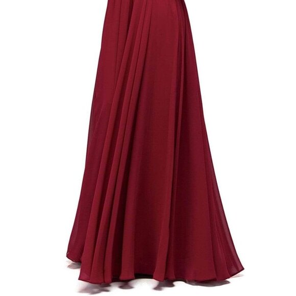 NWT Dancing Queen 8736 Chiffon and Sequins Prom Dress Red Size S - Picture 3 of 5